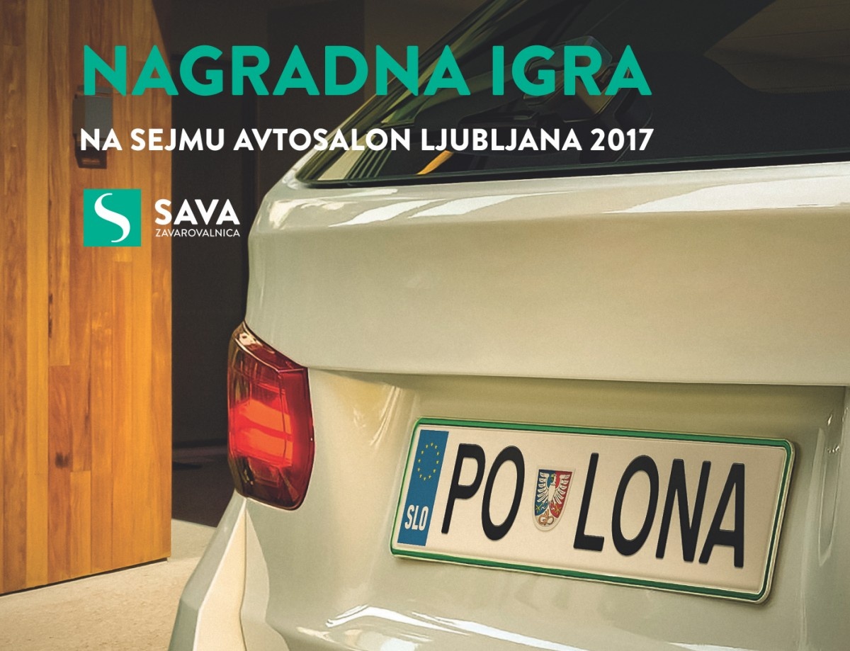 Zadnja stran avtomobila z registrsko PO-LONA za nagradno igro