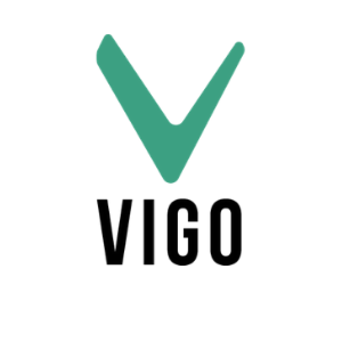 Zelen logo z napisom VIGO na belem ozadju