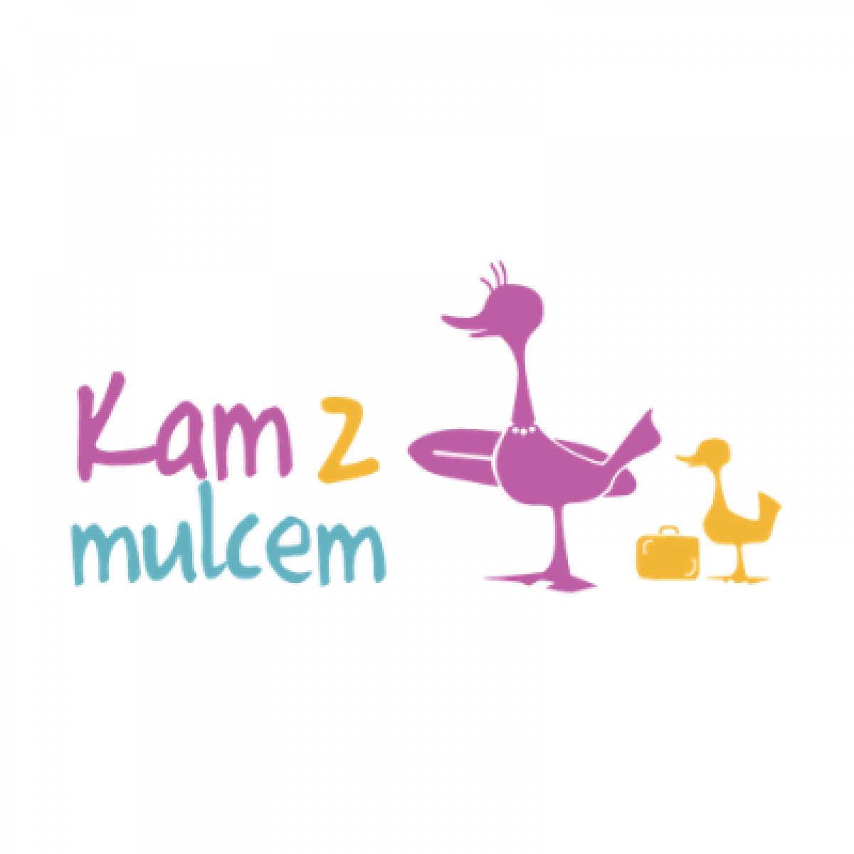 Logo od Kam z mulcem z narisanima dvema račkama